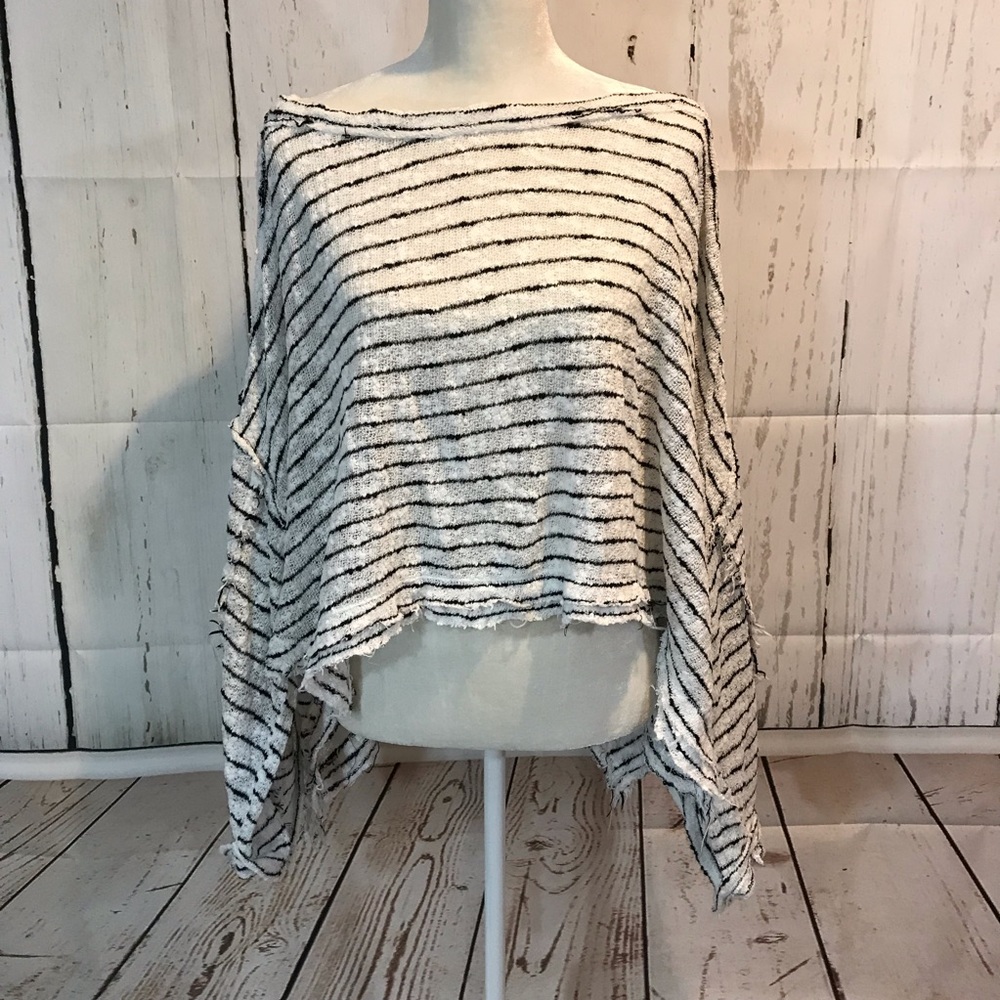 We the Free white with black striped shirt. Sz L.